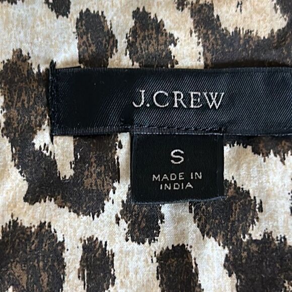 J. Crew Button-Front Ruffleneck Popover in Leopard Print, Size Small, BL084 - Picture 6 of 10